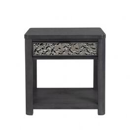Manhattan Lane - Zoko Side End Table, 1 Drawer, 1 Shelf, Rubberwood, 24 Inch - Ash Gray
