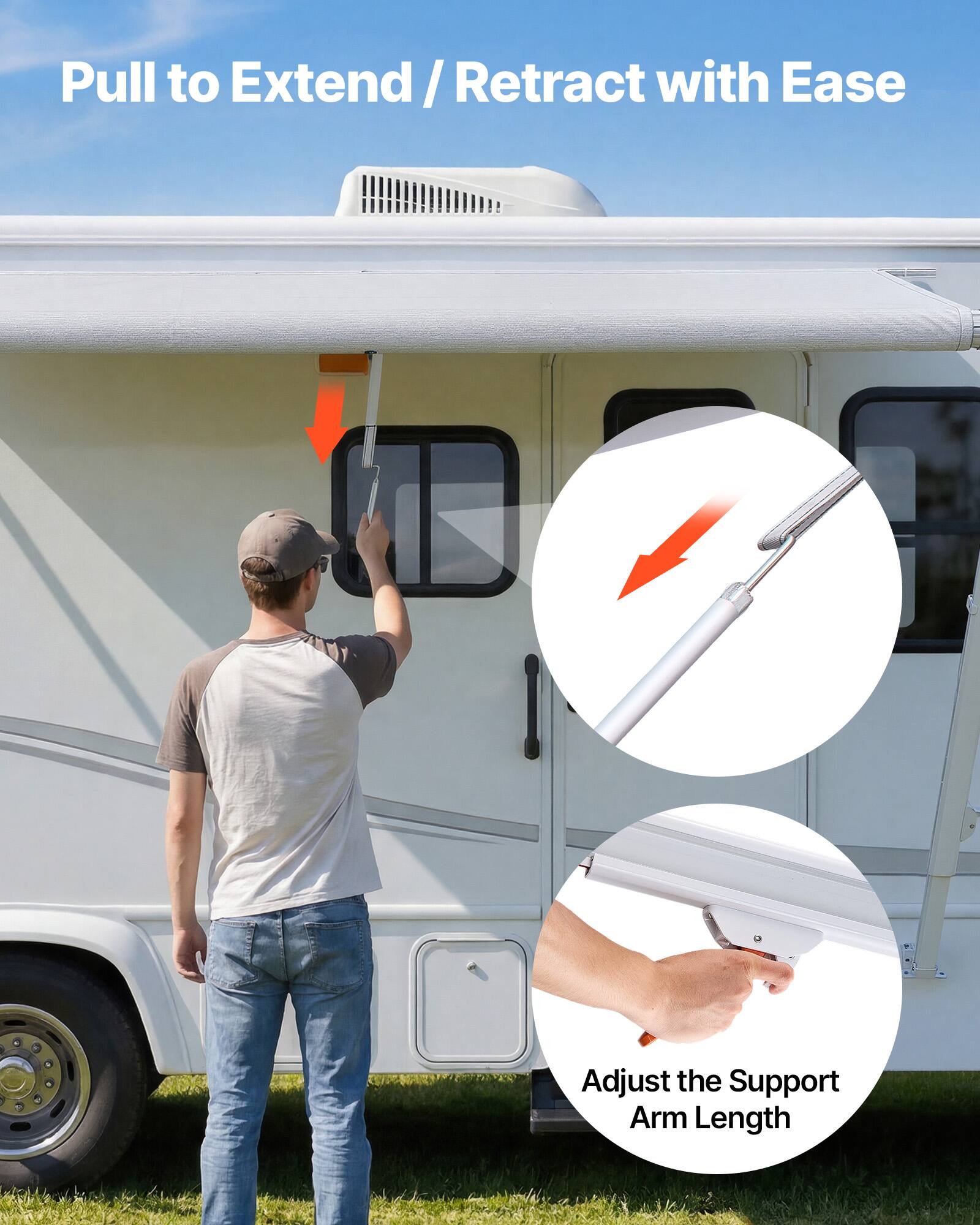 Pull to Extend / Retract with Ease

Adjust the Support Arm Length