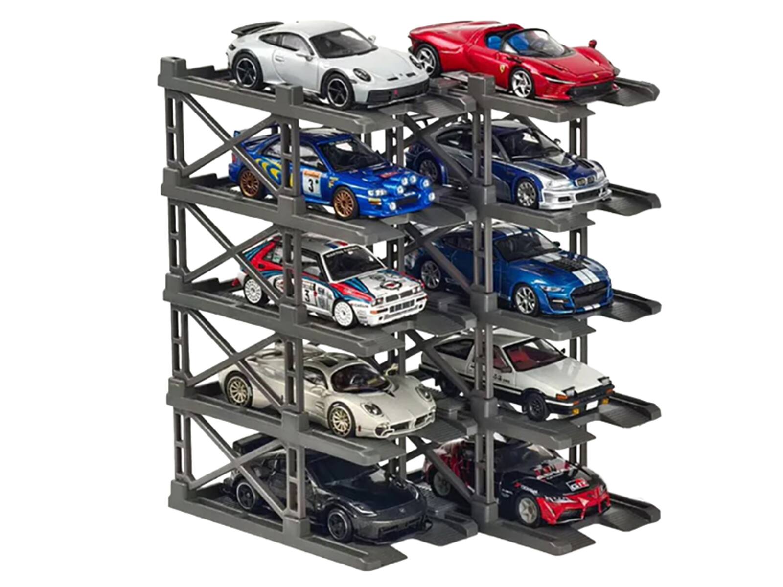 Alt View 1. Pitbox - Modular Diecast 3D Parking Rack Display Stand Set of 10 Racks for 1/64 Scale Model Cars by Pitbox.