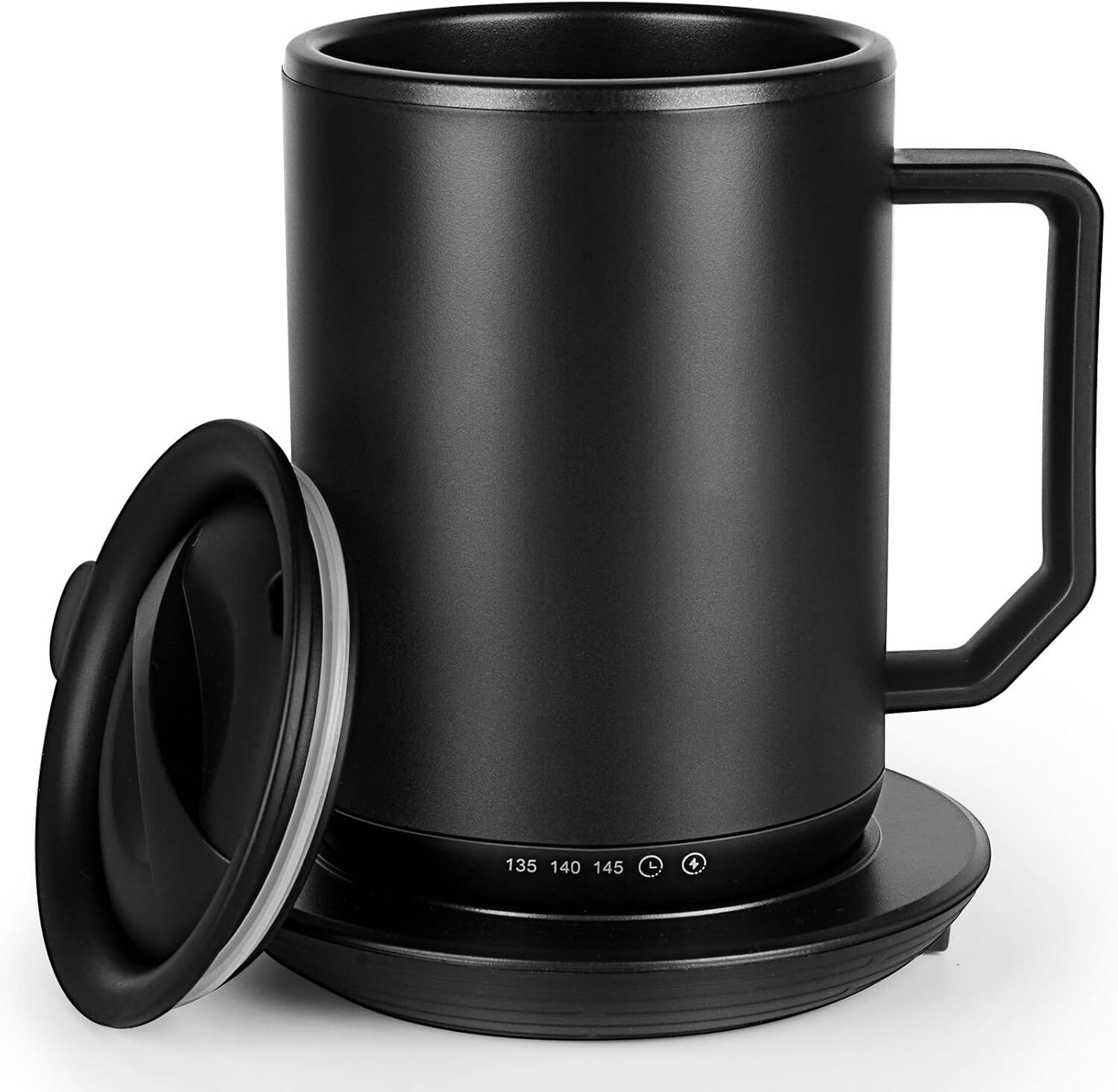 RTMB - Coffee Mug with Smart Temperature Control, Rechargeable, Sleep-Setting - Black - 12 Oz.