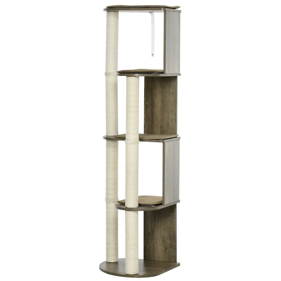 Damage Cats Posts Pawhut Corner Modern Cat Tree Tall for Climbing, Large Multilevel Cat ...