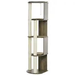 Pawhut - Corner Modern Cat Tree Tall for Climbing, Large Multilevel Cat Tower with Scratching Posts - Cream White