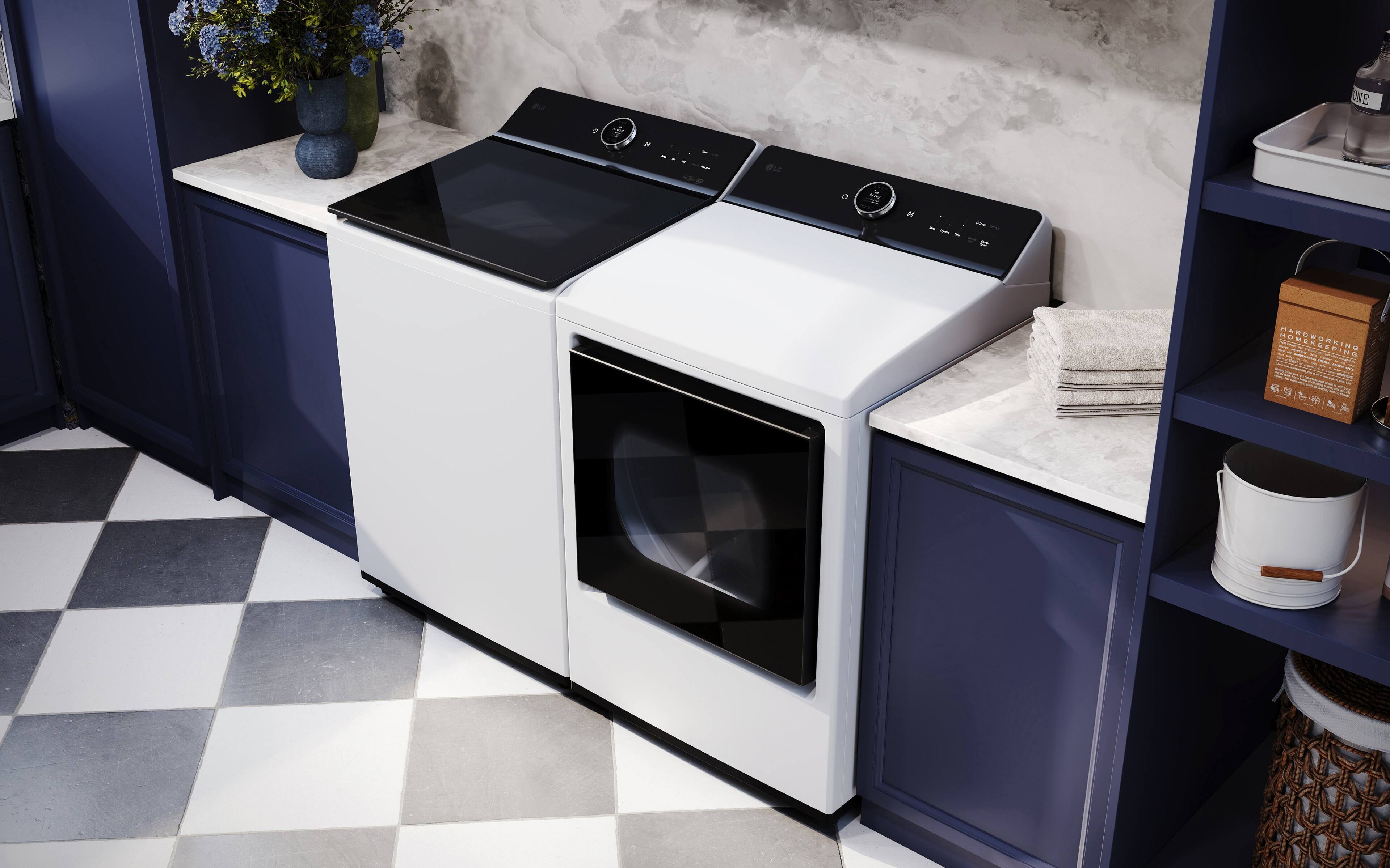 Alt View 15. LG - 7.3 Cu. Ft. Smart Gas Dryer with Steam and EasyLoad Door - Alpine White.