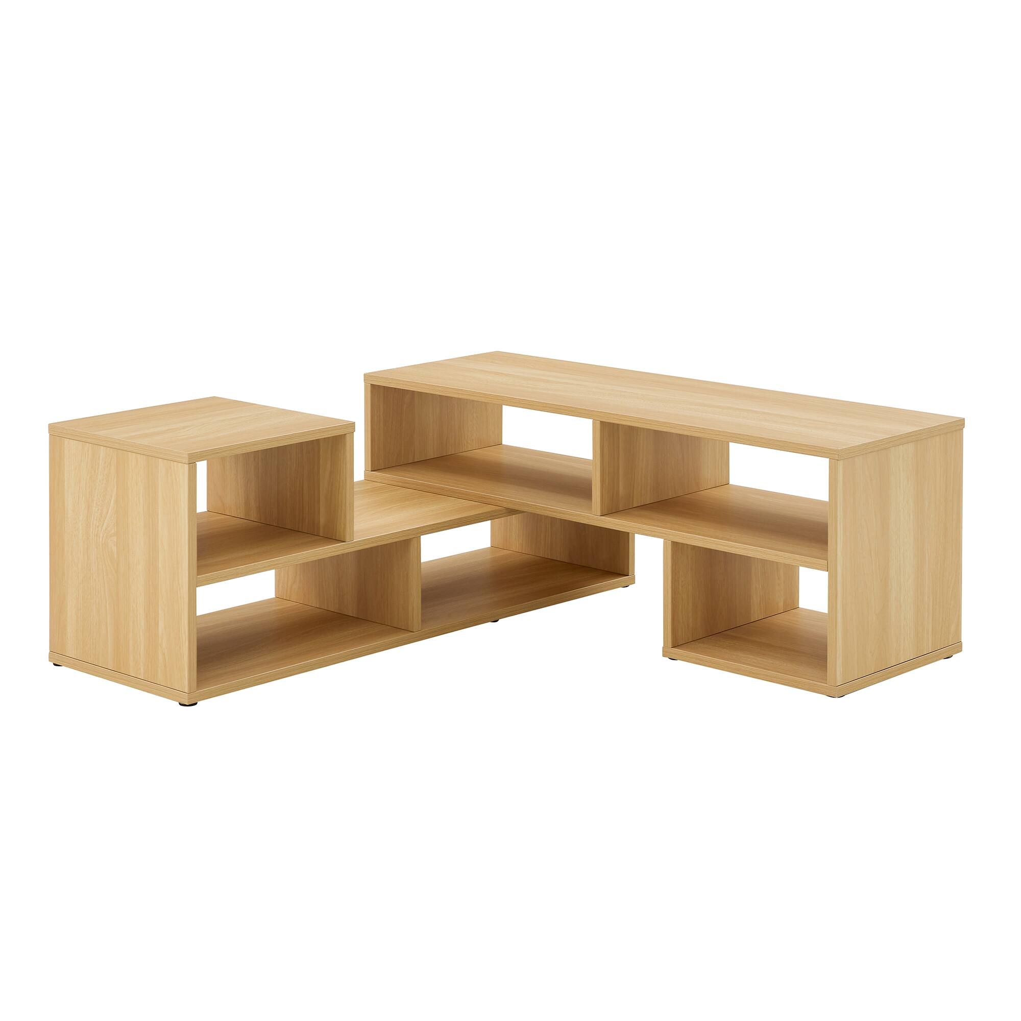 Ecooso - 2-Piece Modular Cube TV Stand, L-Shaped Entertainment Center with Open Storage, Free Combination Design - Natural