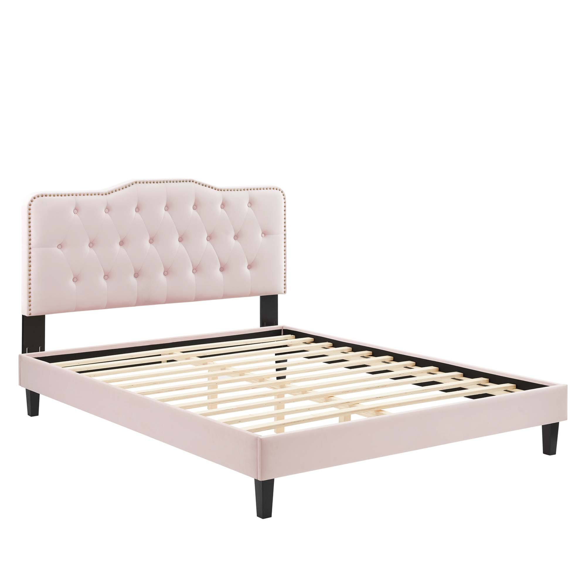 Alt View 1. Modway - Yasmine Channel Tufted Performance Velvet Queen Platform Bed - Blue.