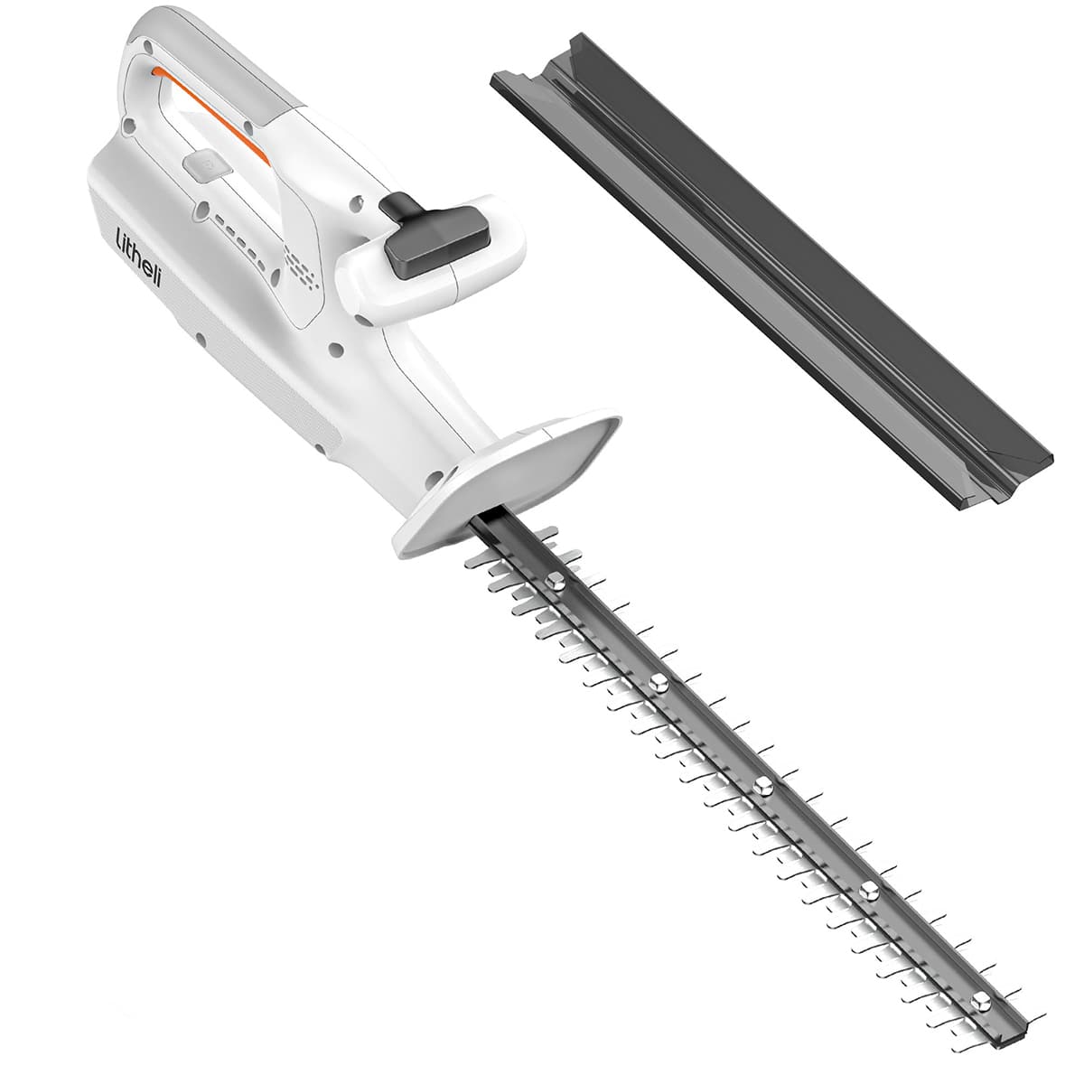 Litheli - 20V Hedge Trimmer, 20'' Cordless Hedge Trimmer for Shrub, Cutting, Trimming, Pruning, 3/4'' Battery Bush Trimmer - Black and White