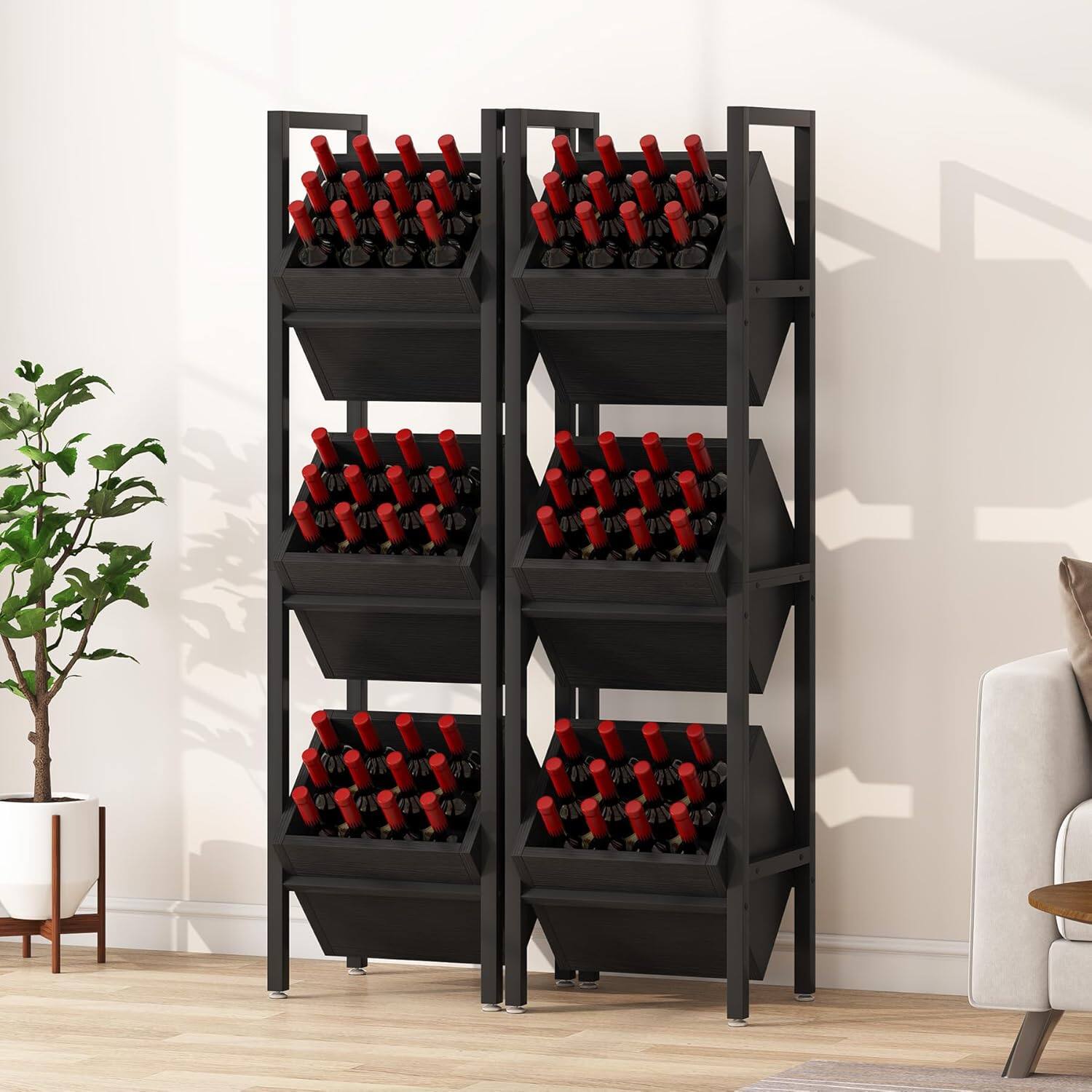 Alt View 1. Tribesigns - Office Breakroom Wine Rack, For Bottle Storage and Display in Staff Lounges and Reception Areas - Black.