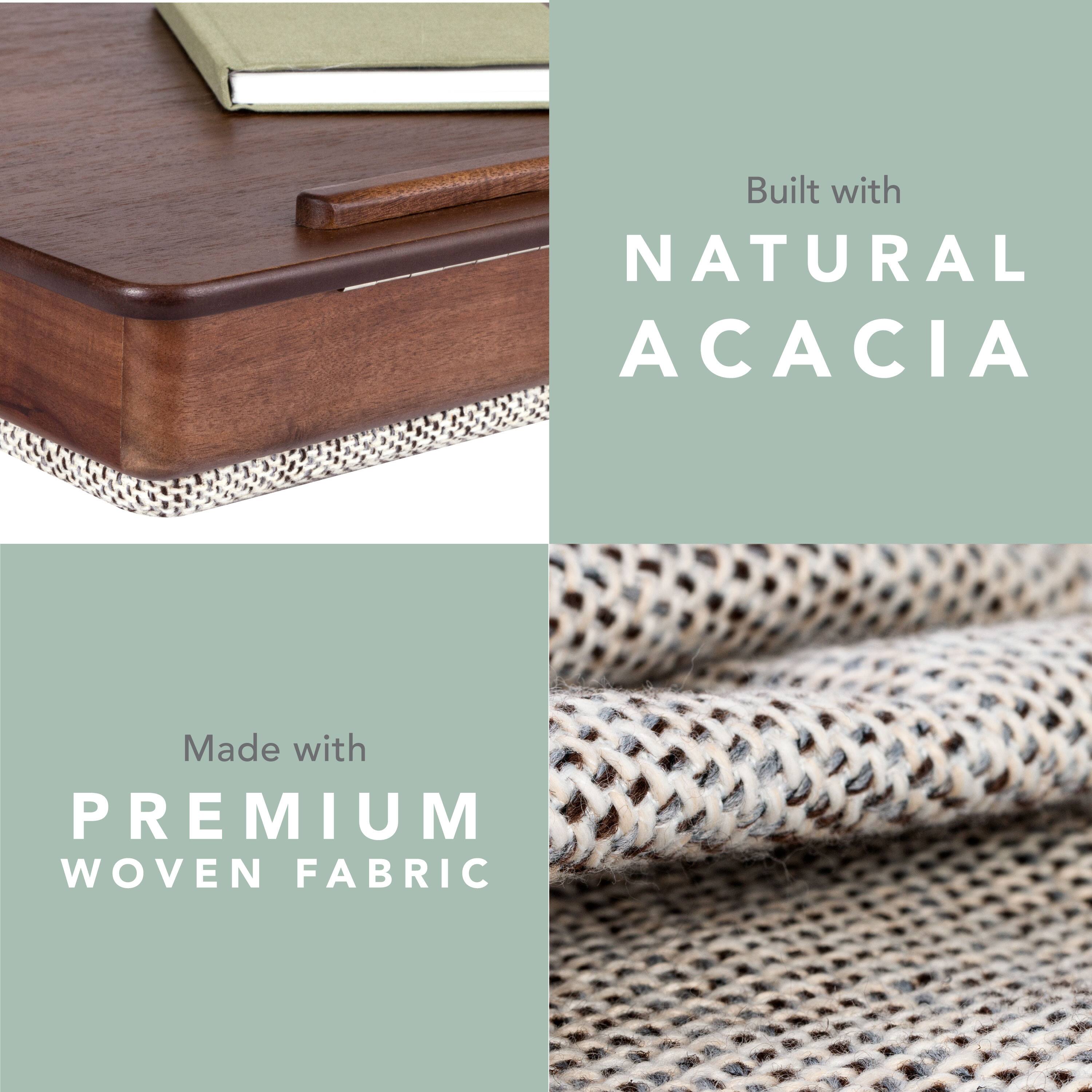 Built with natural acacia, made with premium woven fabric.