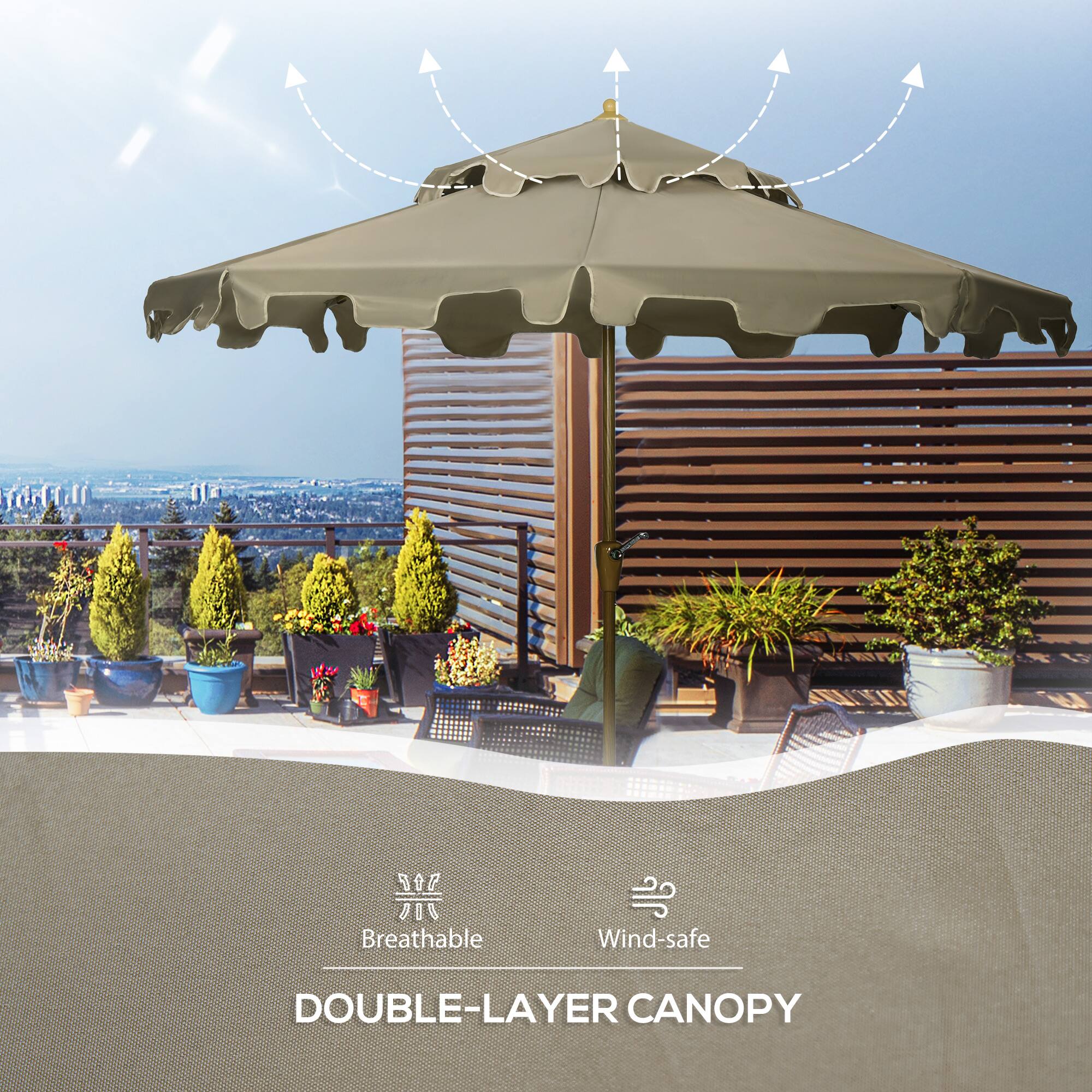 Breathable  
Wind-safe  
DOUBLE-LAYER CANOPY