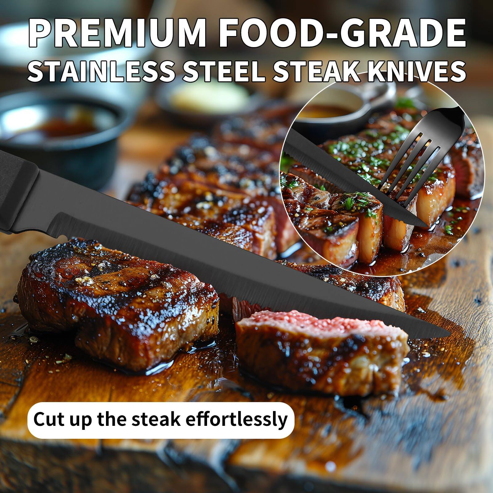 PREMIUM FOOD-GRADE STAINLESS STEEL STEAK KNIVES

Cut up the steak effortlessly
