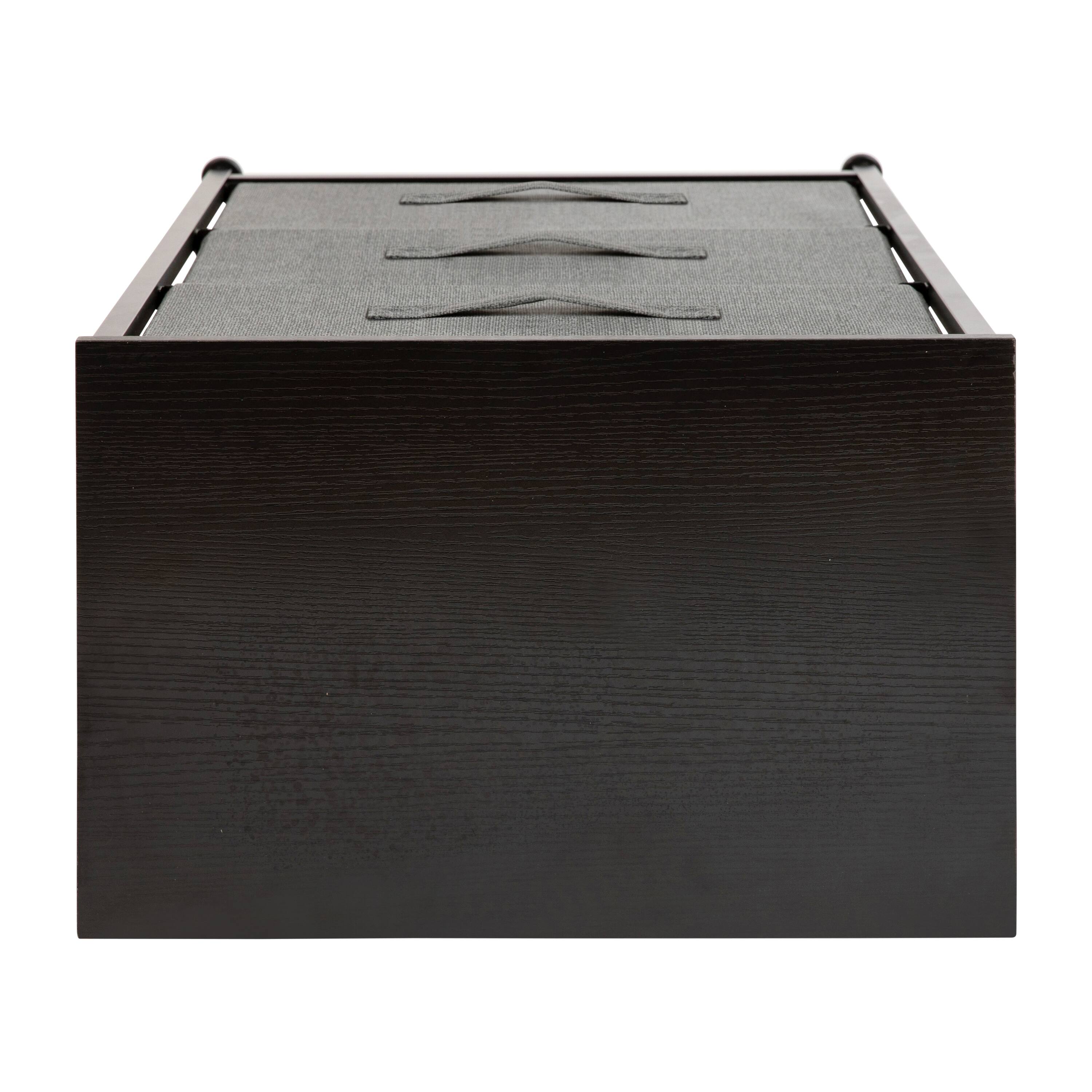 Alt View 8. Emma + Oliver - 3 Drawer Vertical Storage Dresser with Wood Top & Fabric Pull Drawers - Gray Drawers/Black Frame.