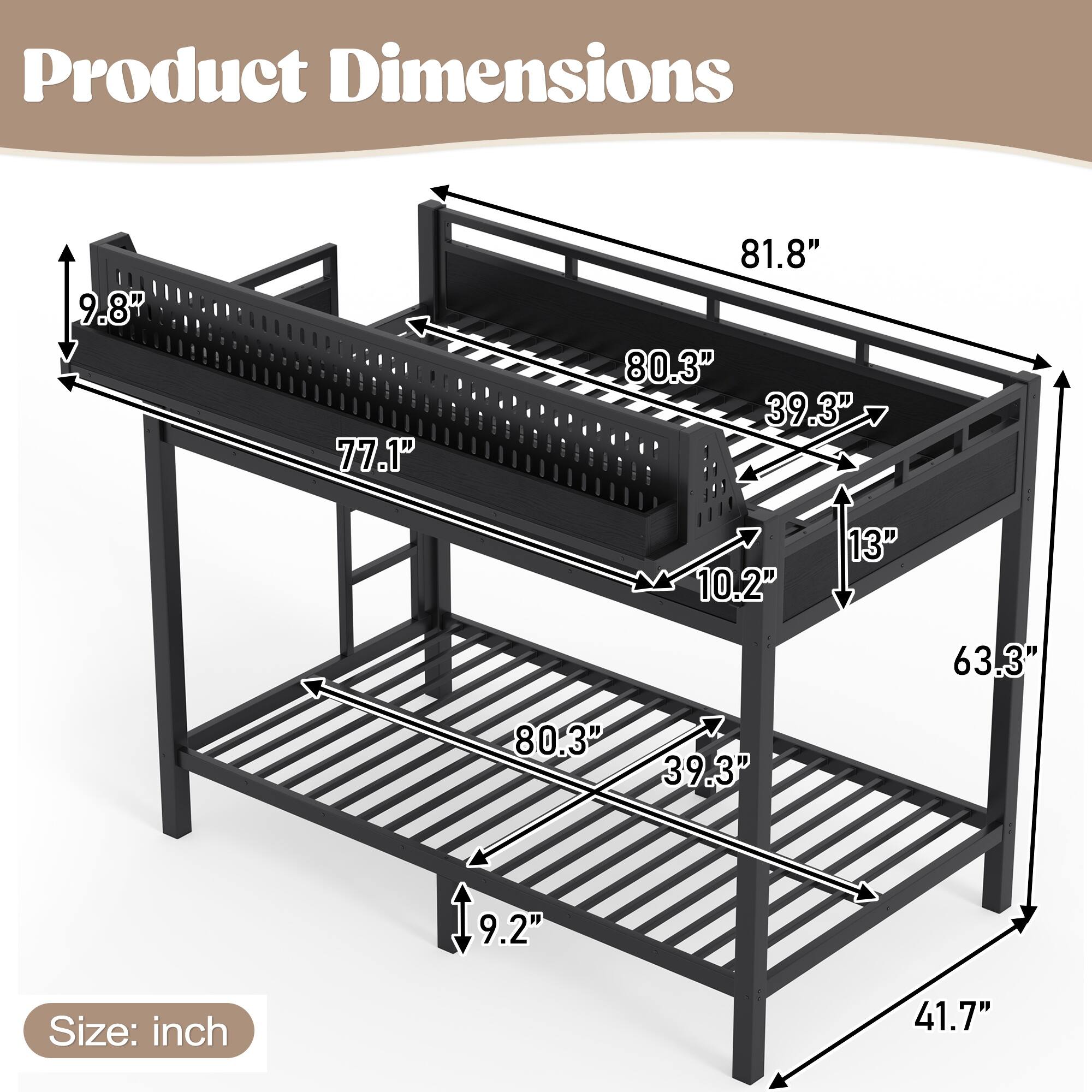 Product Dimensions: 9.8" x 77.1" x 81.8" x 80.3" x 39.3" x 10.2" x 13" x 63.3" x 80.3" x 39.3" x 9.2"  
Size: 41.7"