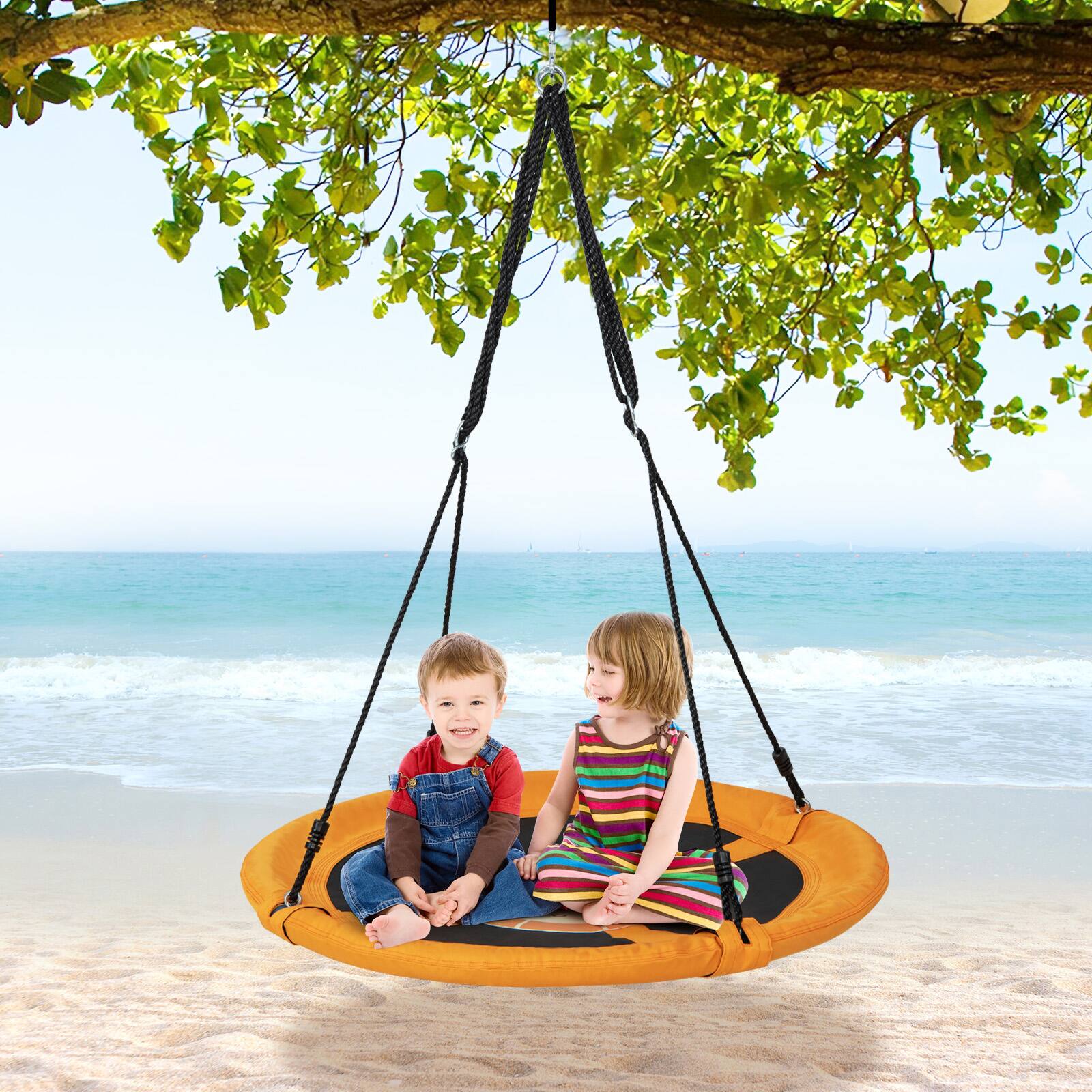 Alt View 2. Costway - Costway 40" Flying Saucer Tree Swing Indoor Outdoor Play Set Swing for Kids - Yellow Lion.