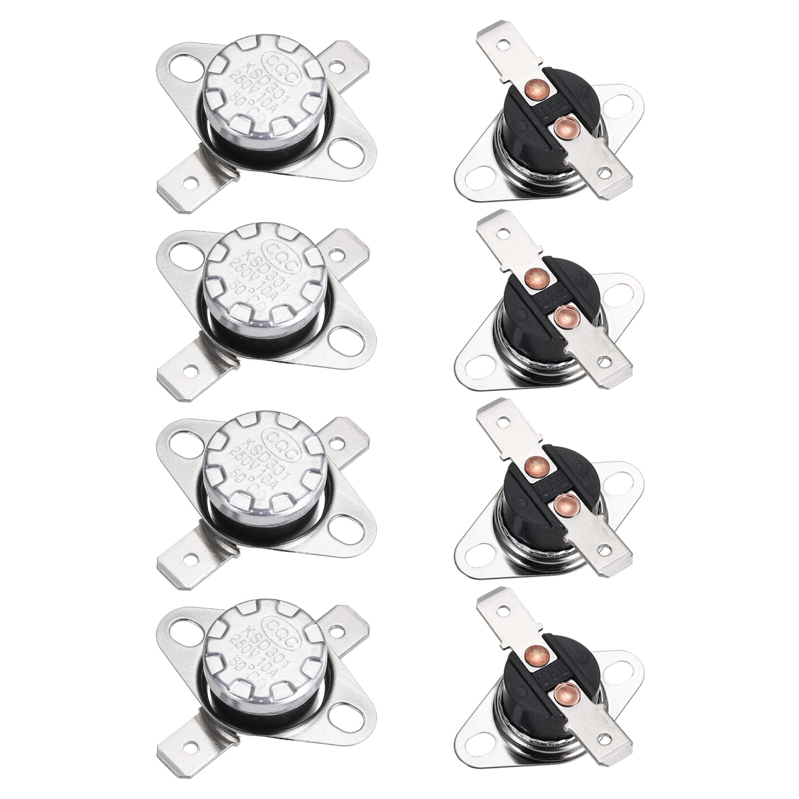 Unique Bargains - KSD301 Thermostat 60°C/140°F 10A Normally Open N.O Adjust Snap Disc Temp Switch 8pcs Bakelite - Silver