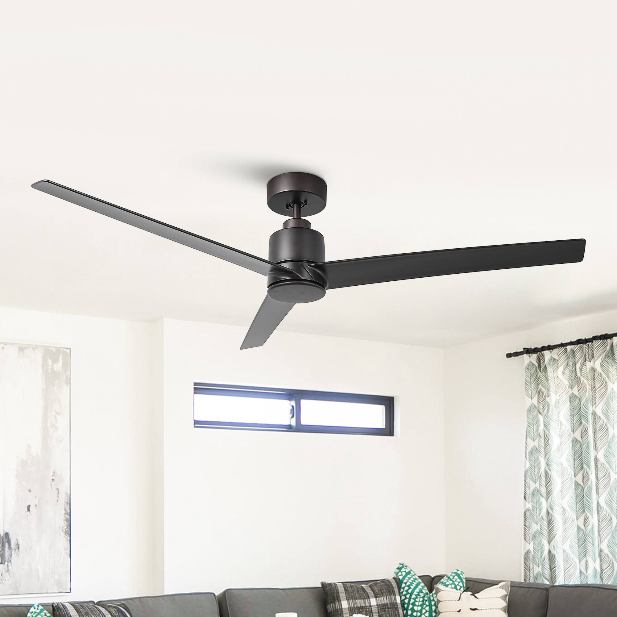 Angle. Parrot Uncle - 54" Modern Oil Rubbed Bronze No Light Ceiling Fan with Remote - Oil Rubbed Bronze.