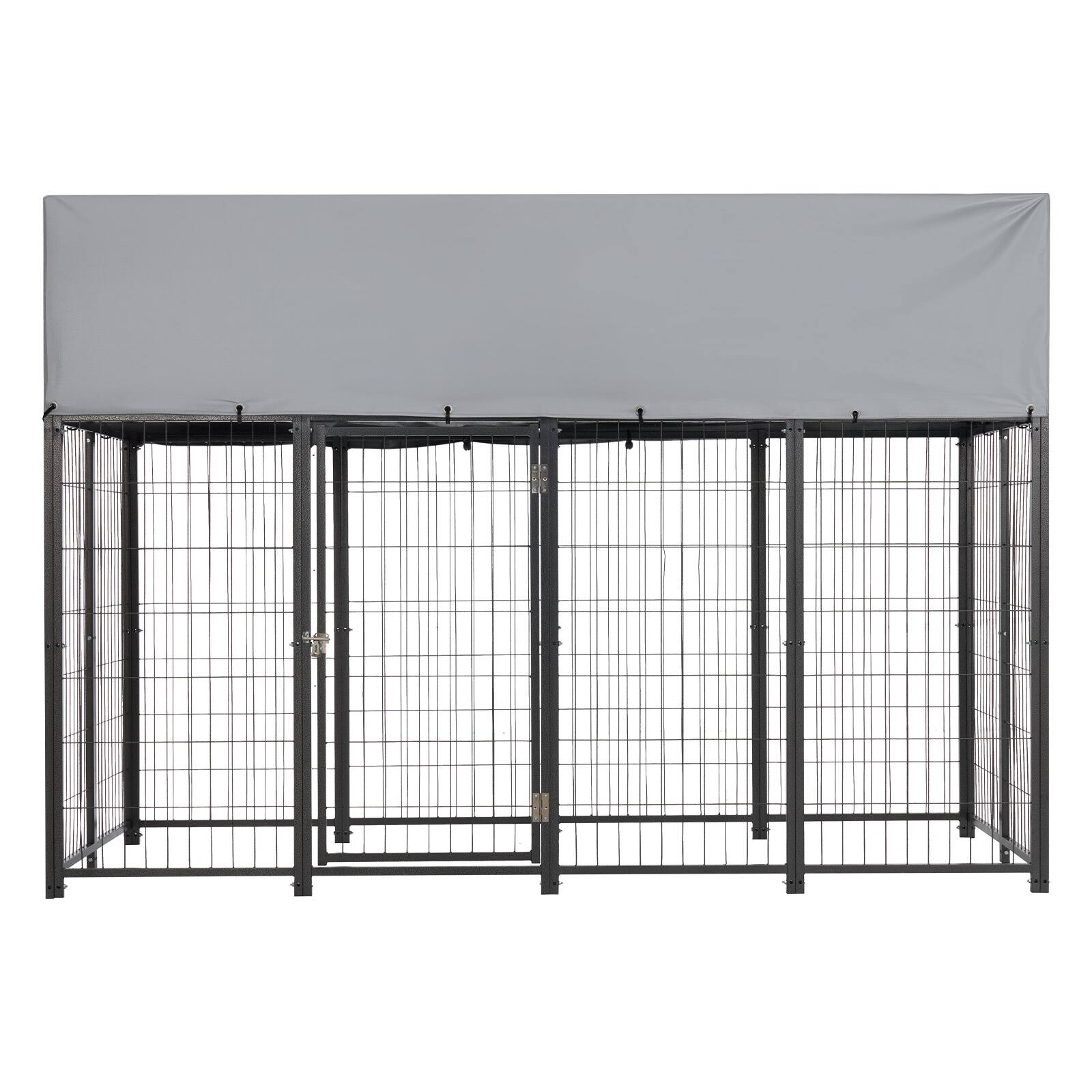 Alt View 5. VEVOR - Outdoor Dog Kennel, 7.87 x 3.94 x 5.4 ft Large Dog Kennel with Secure Lock, Outside Dogs Enclosures with UV-Resistant - Black with Silver Accents + Silver Gray.
