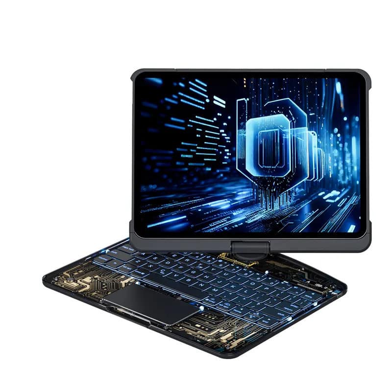 Cluzine - Magic Rotating Keyboard Wireless Bluetooth 360° Screen Rotation 7-Color Backlit for iPad Pro 11/Air 4/Air 5 - Black Gold