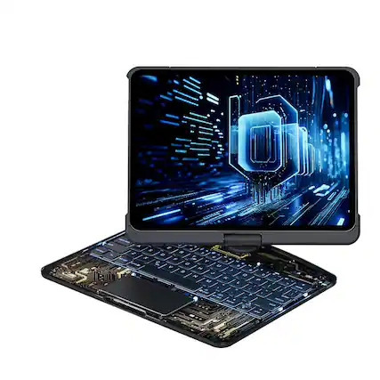 Front. Cluzine - Magic Rotating Keyboard Wireless Bluetooth 360° Screen Rotation 7-Color Backlit for iPad Pro 11/Air 4/Air 5 - Black Gold.