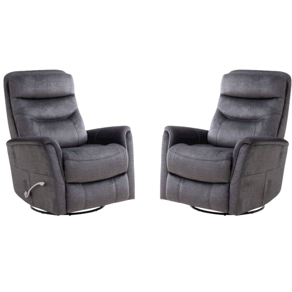 Back. Starlight Canyon Home - Capri Charcoal Recliner Nursery Glider Set – Elegant Boucle Chairs for Comfort - Dark Grey.