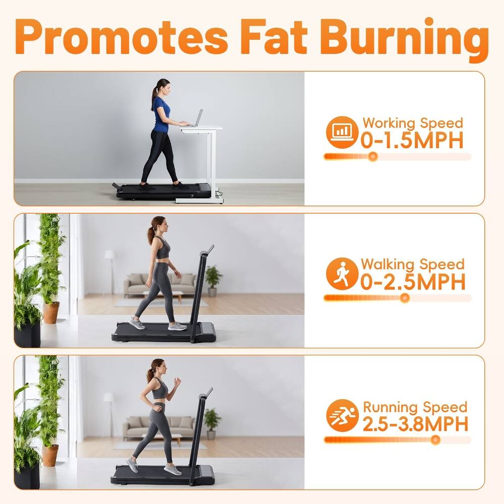 Promotes Fat Burning  
Working Speed: 0-1.5MPH  
Walking Speed: 0-2.5MPH  
Running Speed: 2.5-3.8MPH