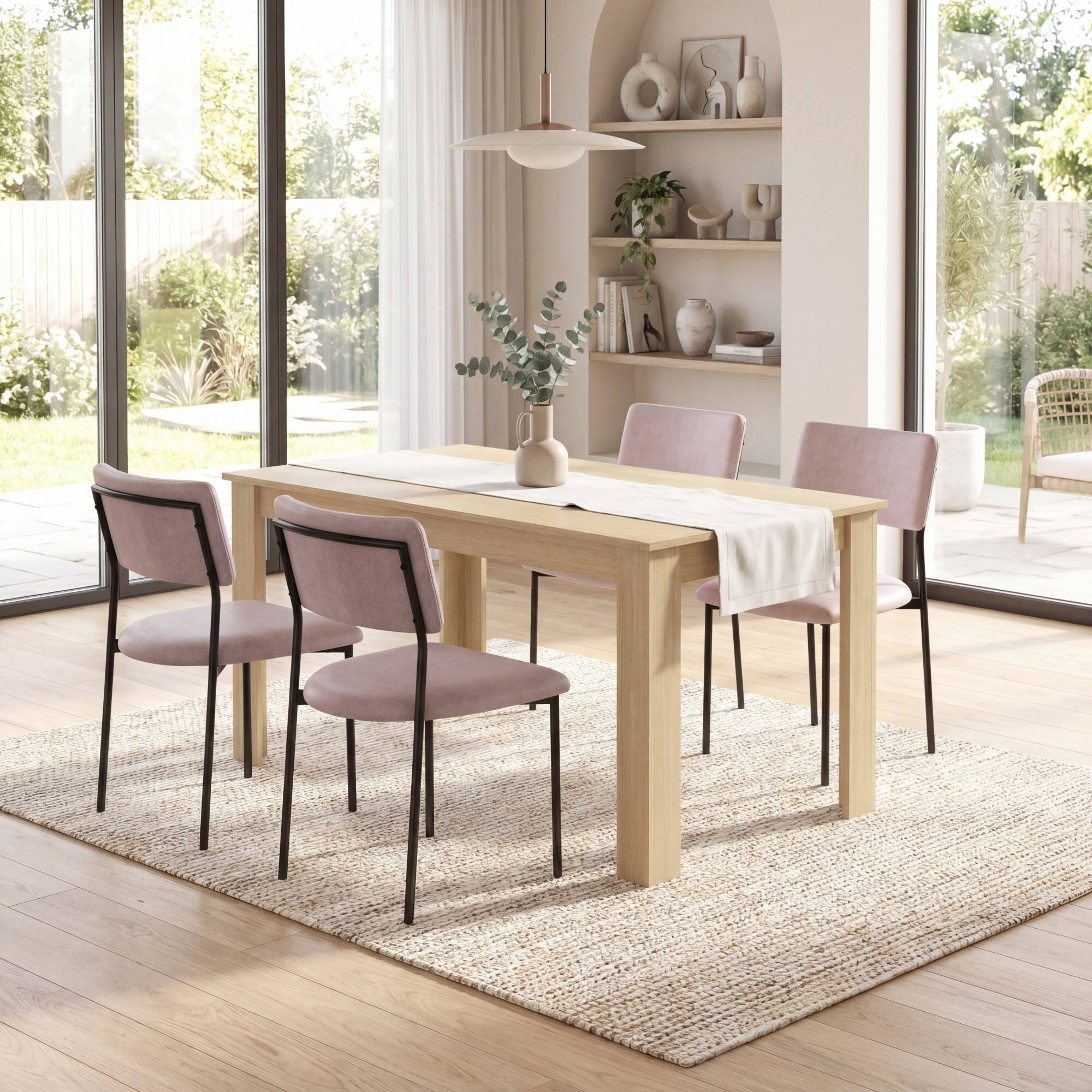 Alt View 1. Costway - Costway 63" Dining Table Rectangular Modern Kitchen Table For 6 People Home Furniture - Oak.