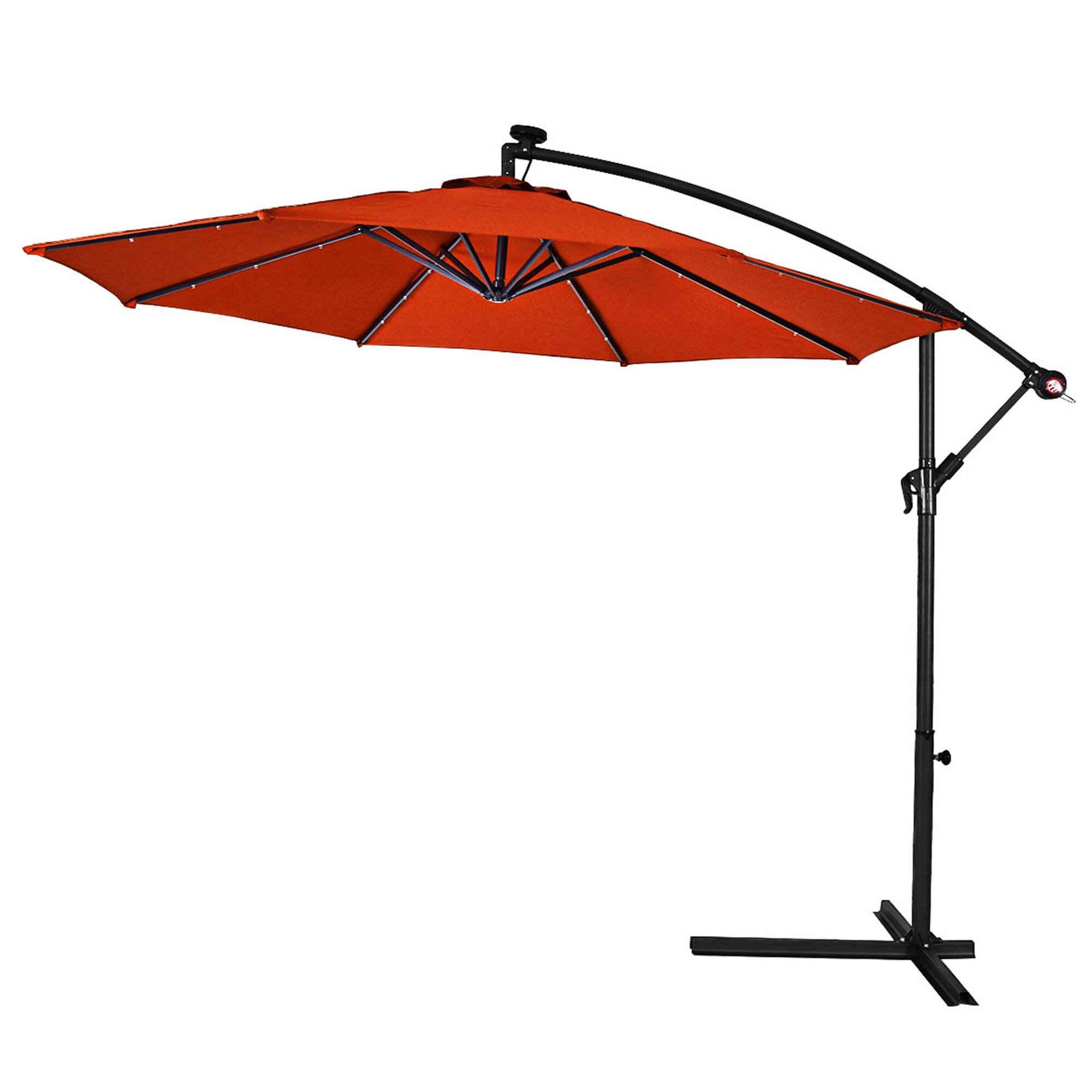 Alt View 5. Gymax - Gymax 10Ft Patio Solar LED Outdoor Offset Hanging Umbrella w/ 24 Lights Orange - Orange.