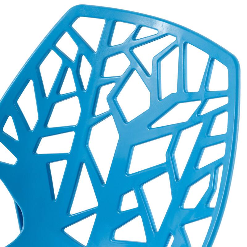 Alt View 2. LeisureMod - Cornelia Modern Stackable Accent Dining Chair with Cut Out Backrest Design for Dining Rooms or Patios - Solid Blue.