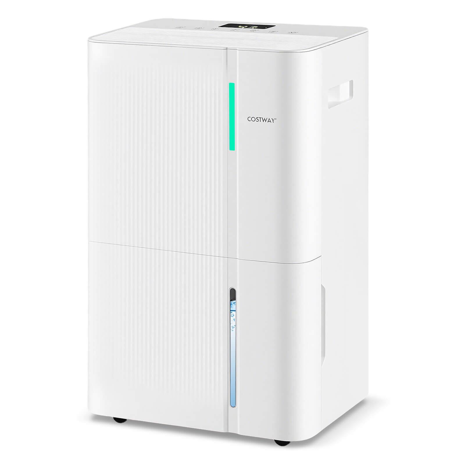 Alt View 10. Costway - Costway 96 Pints Dehumidifier for Home 8000 Sq.Ft Dehumidifier with 3 Modes 24H Timer - White.