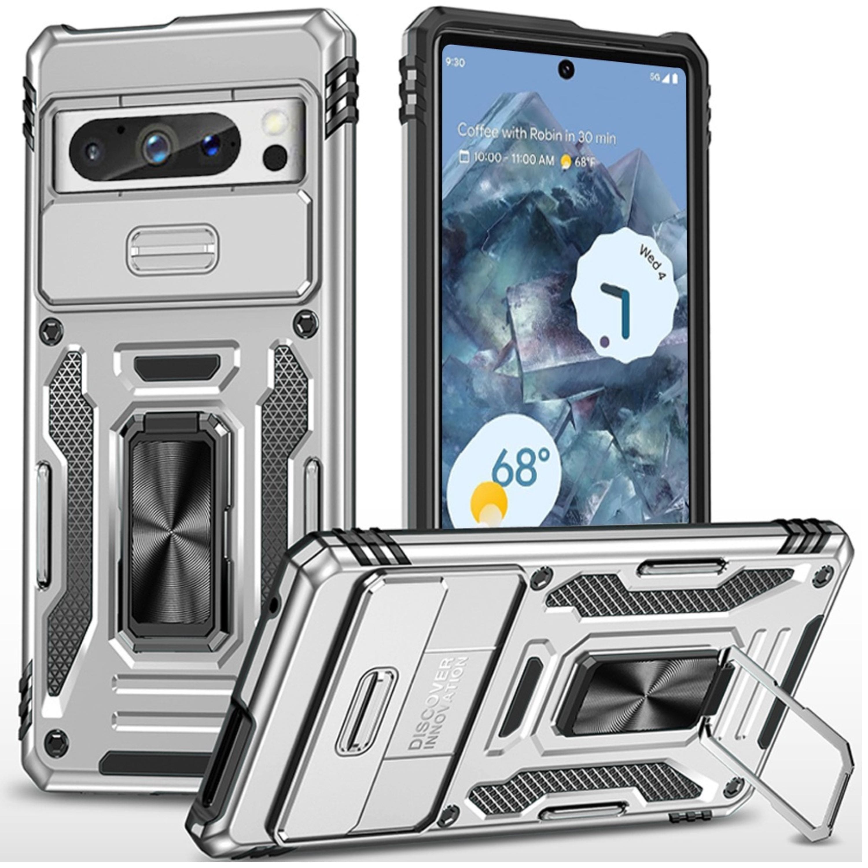 Kitcheniva - Sliding Lens Ring Stand Case For Google Pixel 9 Pro XL - Silver price history on PriceWatchPro