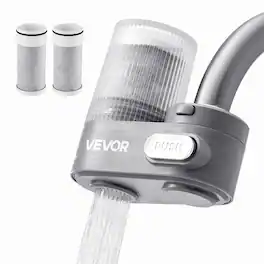VEVOR - Faucet Mount Water Filter, Vertical Water Purifier for Sink Tap, Carbon Fiber Filter, Removes Chlorine Lead - Gray