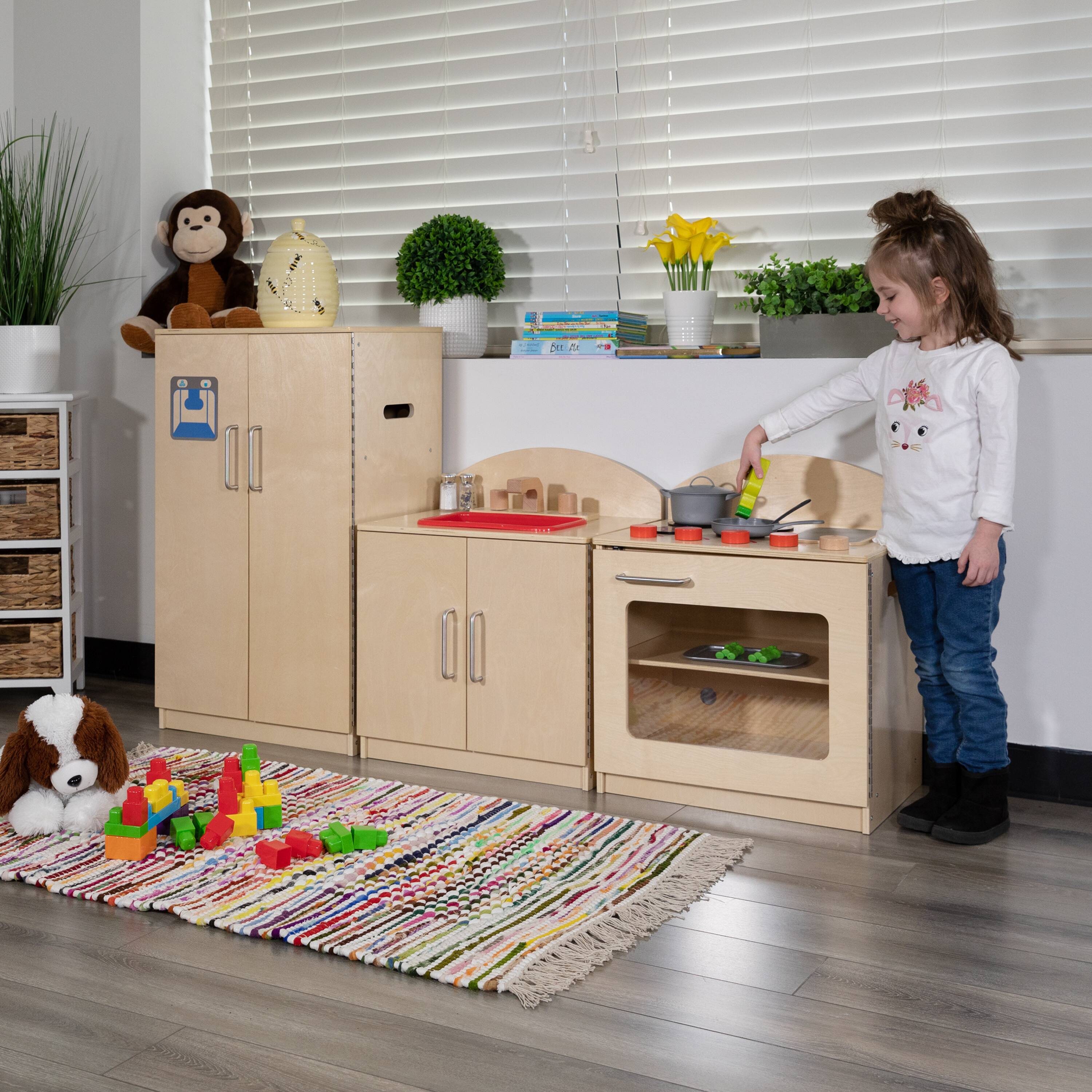 Alt View 5. Emma + Oliver - Children's Wooden Kitchen Set-Stove/Sink/Refrigerator for Commercial or Home Use - Natural.