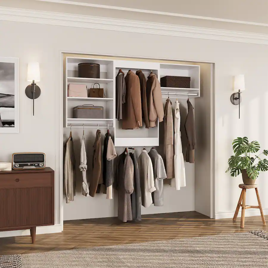 Roomtec 66 in White Modular Closet System Unit Customizable Wall ...