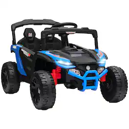 Qaba - Kids Ride On Truck, Battery Powered Electric UTV Vehicle with Rear Suspension - Blue