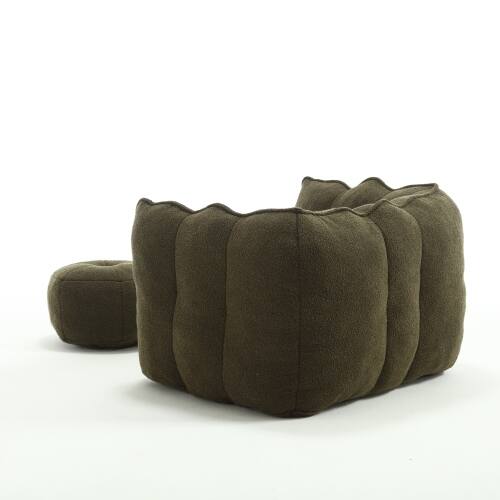 Alt View 7. GOODSILO - Premium Square Bean Bag Sofa with Footstool for Ultimate Relaxation in Living Room and Bedroom - Olive Green.