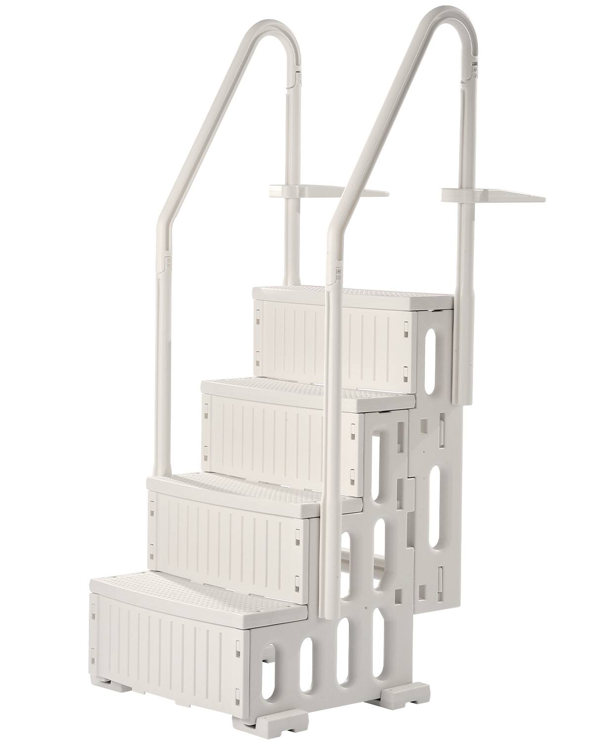 VEVOR - Swimming Pool Ladder, 4-Step Double Handrails Stairs with Non-slip Heavy Duty Steps, Max Load Capacity 400 lbs - Milk White
