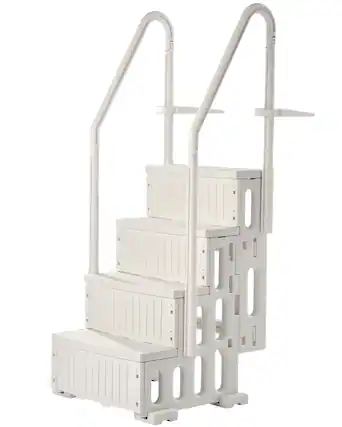 Front. VEVOR - Swimming Pool Ladder, 4-Step Double Handrails Stairs with Non-slip Heavy Duty Steps, Max Load Capacity 400 lbs - Milk White.