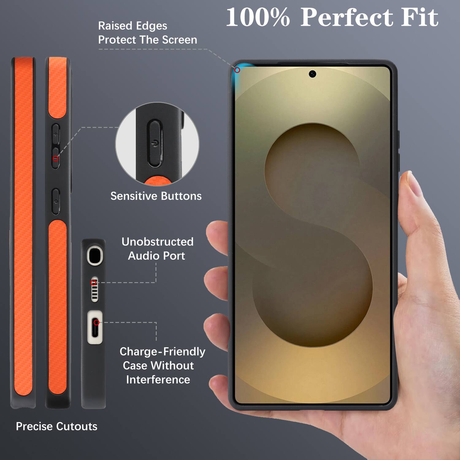 Raised Edges 100% Perfect Fit Protect The Screen Sensitive Buttons Unobstructed Audio Port Charge-Friendly Case Without Interference Precise Cutouts