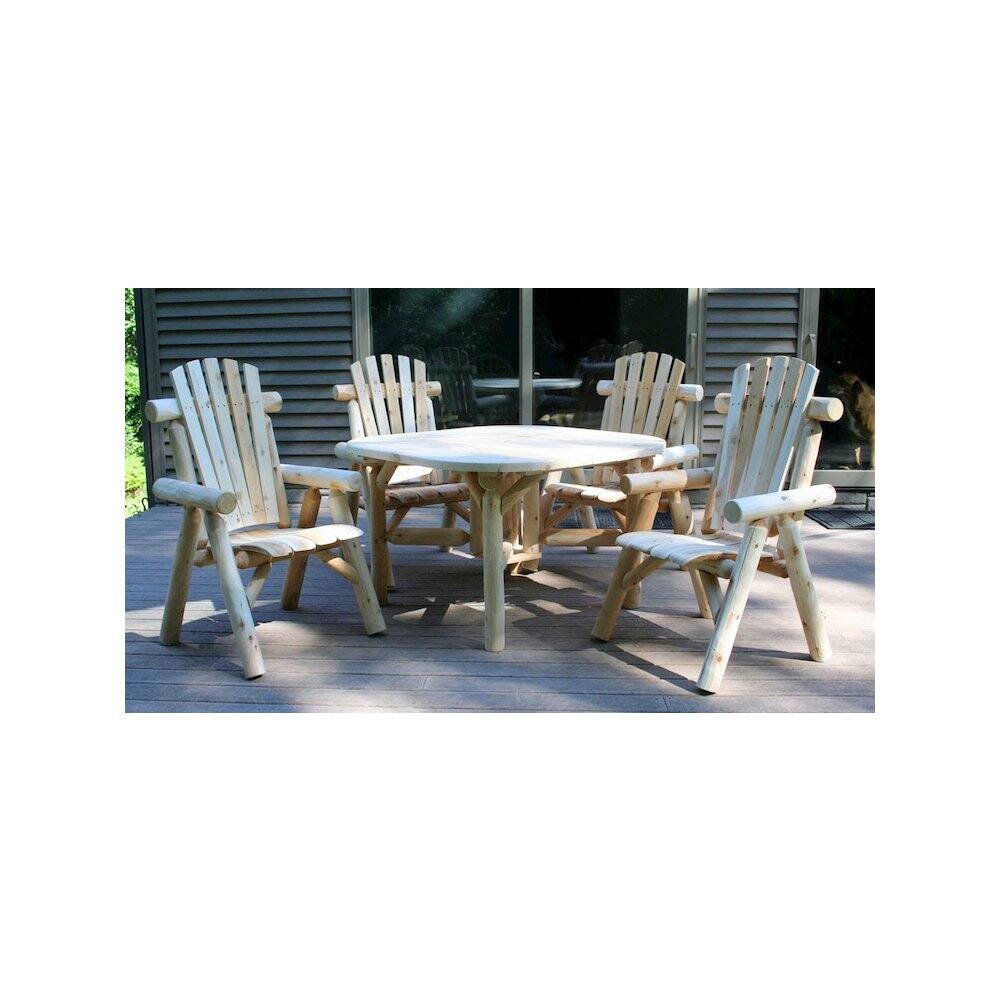 Alt View 1. Contoured Comfort - Cedar log 47" Roundabout Table/ 4 Chair Set - Brown.