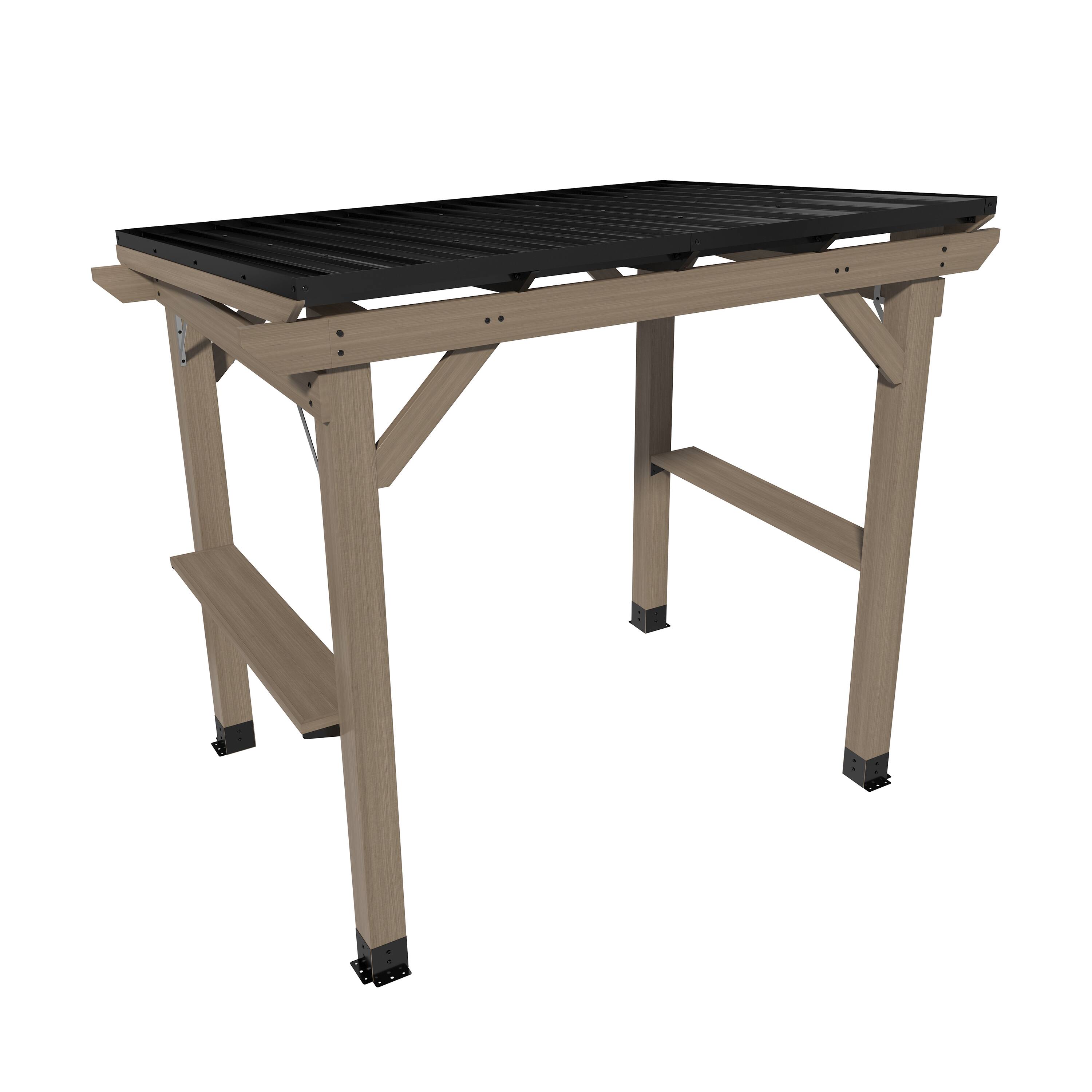 Alt View 5. Mondawe - 8x6 ft. Cedar Hardtop BBQ Gazebo with Two Side Wooden Holder - Black.