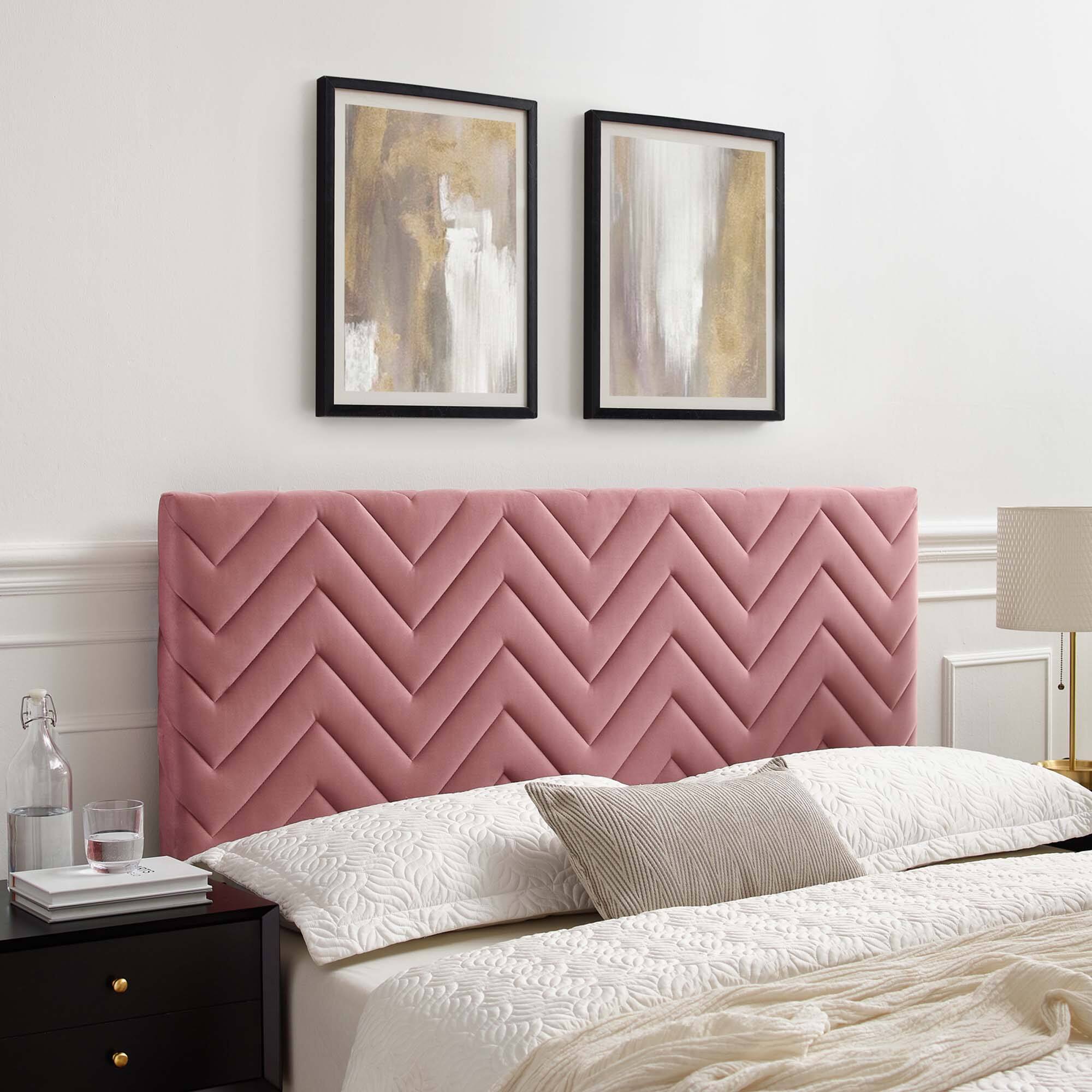 Alt View 2. Modway - Mercy Chevron Tufted Performance Velvet King/California King Headboard by Modway - Dusty Rose.