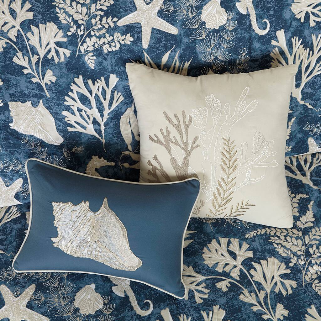 Alt View 2. Gracie Mills - Gracie Mills Cummings 7-Piece Coastal Charm Cotton Sateen Comforter Set - Blue.