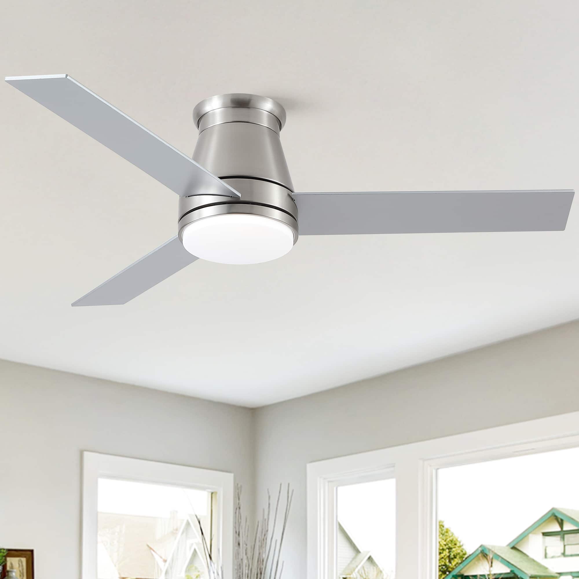 Sofucor - 48'' Ceiling Fans with Integrated LED Lights and Remote Noiseless Reversible DC for Farmhouse Patio Living Room Bedroom - Nickel