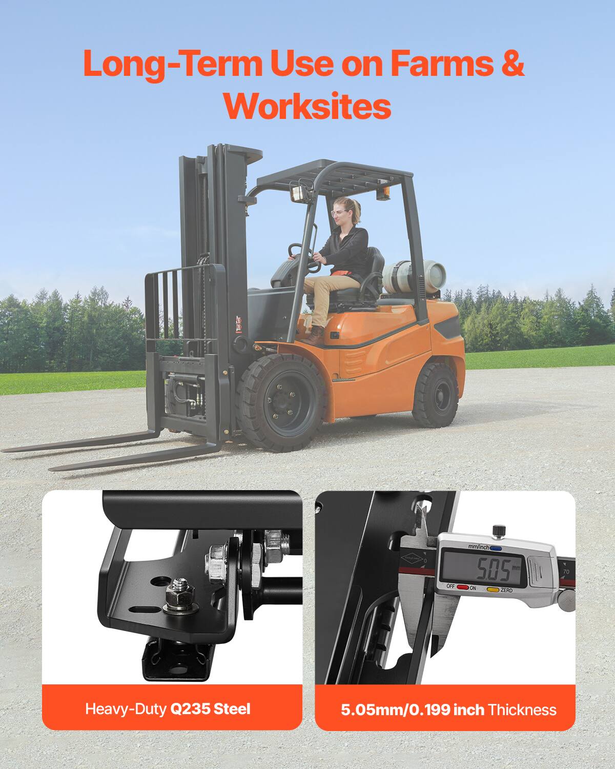 Long-Term Use on Farms & Worksites

Heavy-Duty Q235 Steel

5.05mm/0.199 inch Thickness