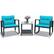Front. Costway - 3PCS Patio Rattan Furniture Set Rocking Chairs Cushioned Conversation Set - Blue.