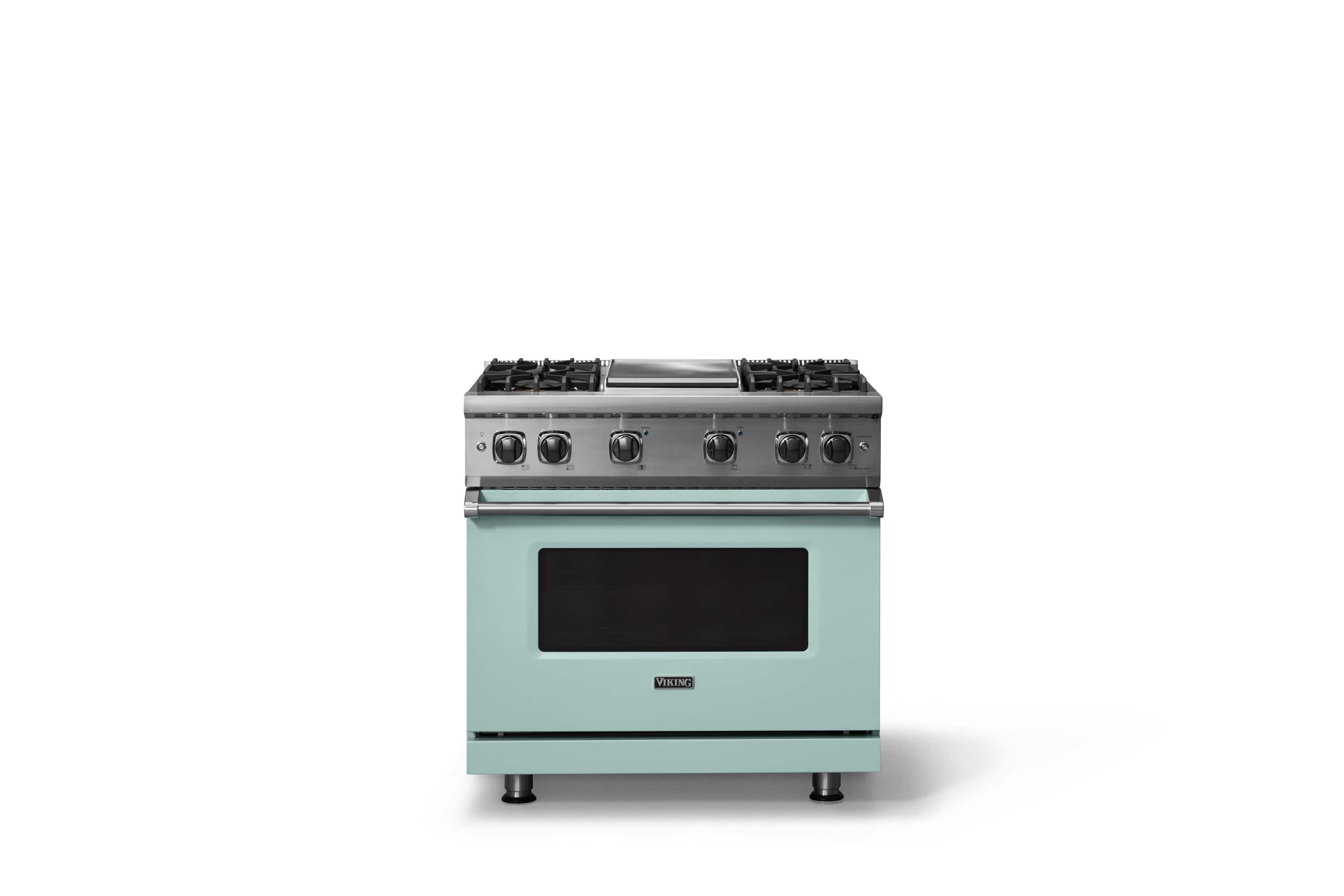 Front. Viking - 5.1 Cu. Ft. 36"W Freestanding LP Gas Sealed 4 Burner Range with Griddle - Splash.