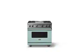 Viking - 5.1 Cu. Ft. 36"W Freestanding LP Gas Sealed 4 Burner Range with Griddle - Splash