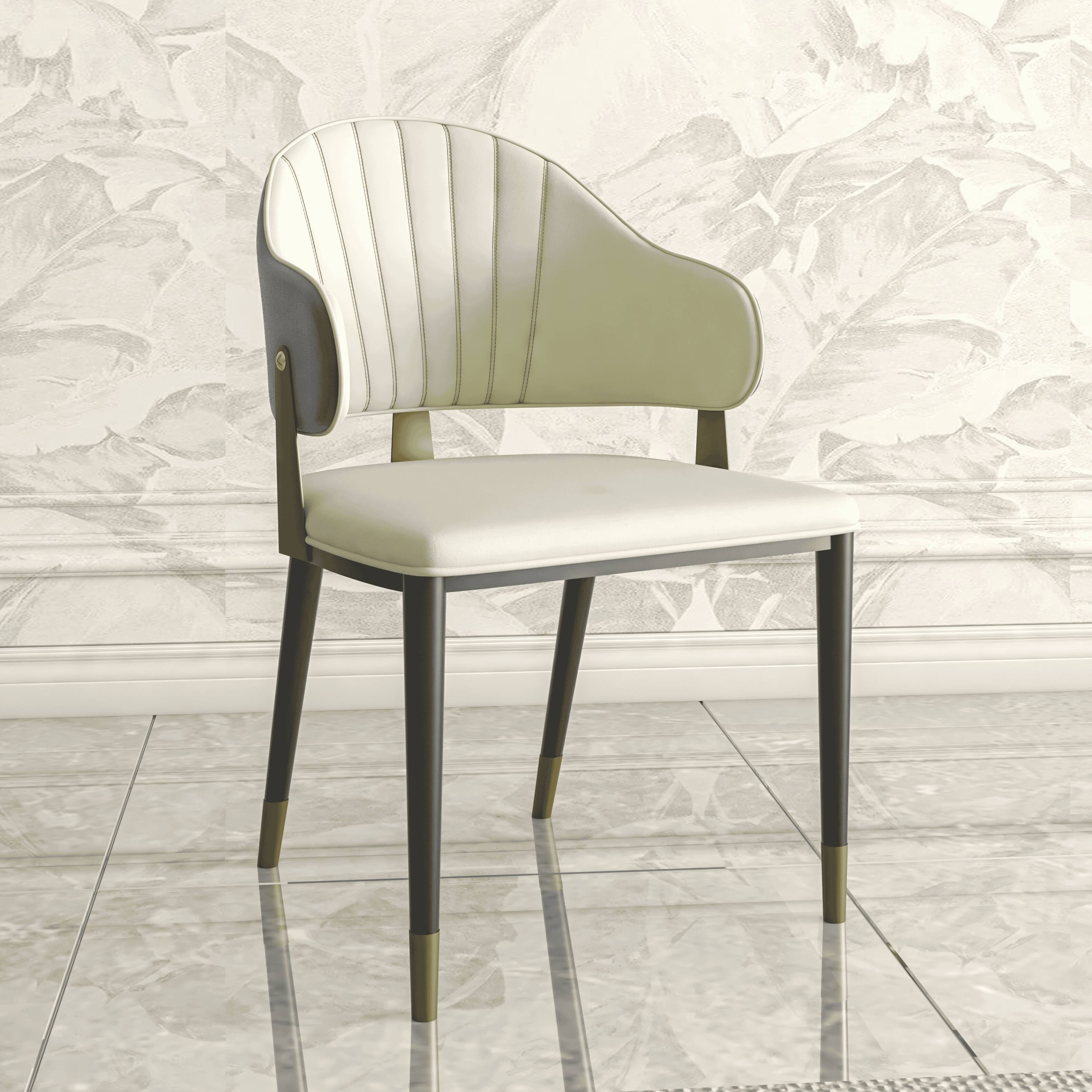 Angle. LeisureMod - Aria Modern PU Leather Dining Chair with Iron Legs - Grey.