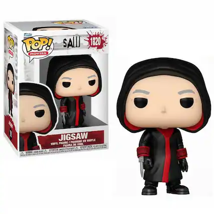 Funko POP! Movies
Jigsaw
1820
Jigsaw
Vinyl Figure / Figurine en Vinyle / Figura de Vinilo / Figura de Vinil / Figura de Vinil
Warning: Choking Hazard - Small parts. Not for children under 3 years.
Attention: Danger de suffocation - Petits morceaux. Ne convient pas aux enfants de moins de 3 ans.
Advertencia: Peligro de asfixia - Piezas pequeñas. No es adecuado para niños menores de 3 años.