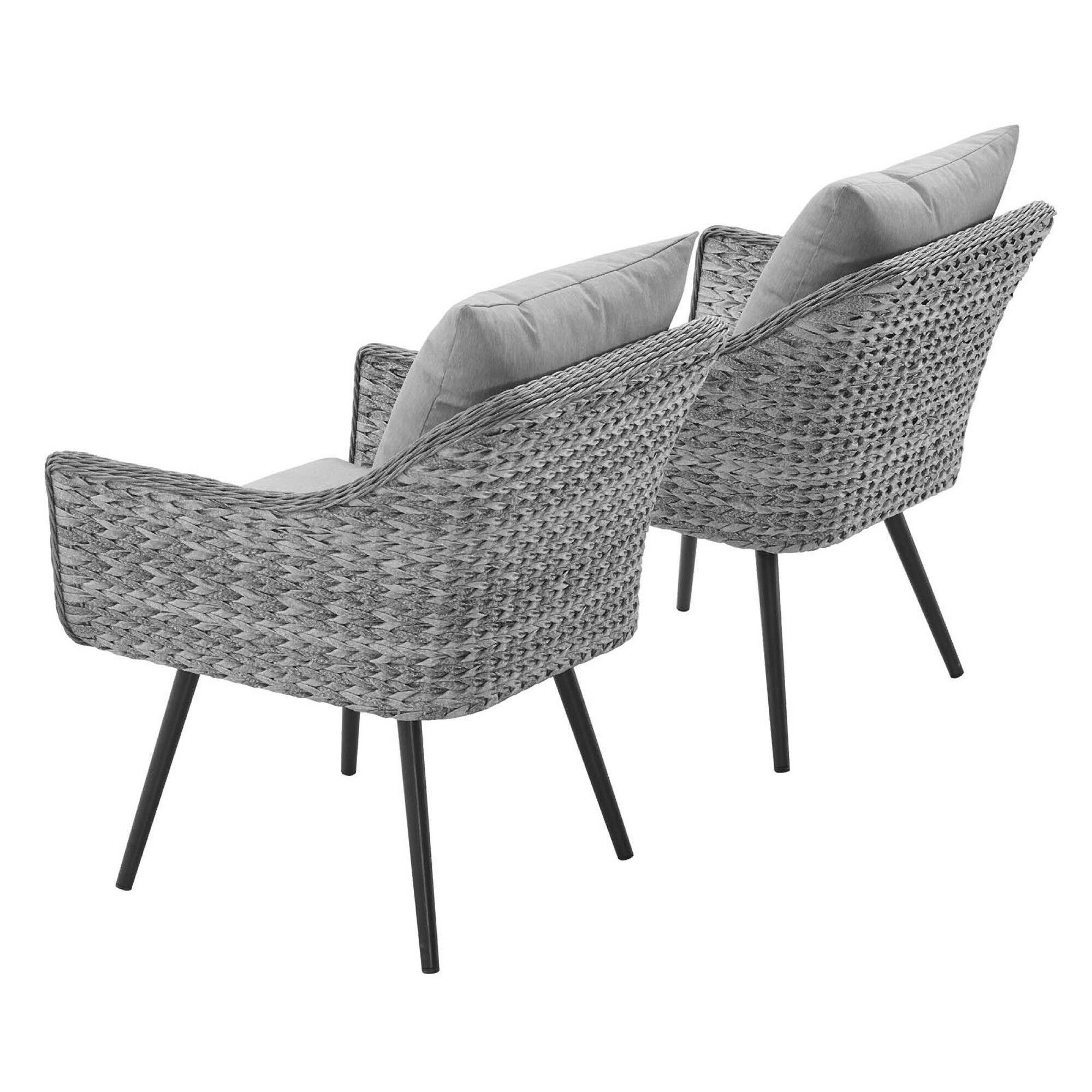 Left. Modway - Endeavor Outdoor Patio Wicker Rattan Armchair Set of 2 by Modway - Gray Gray.