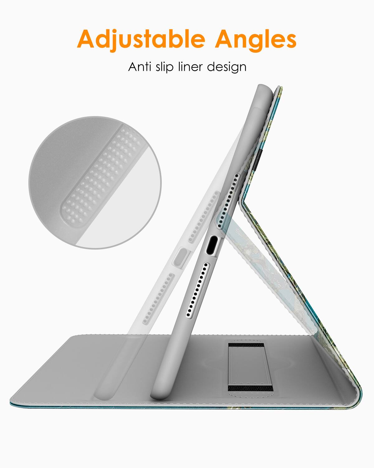 Adjustable Angles  
Anti slip liner design